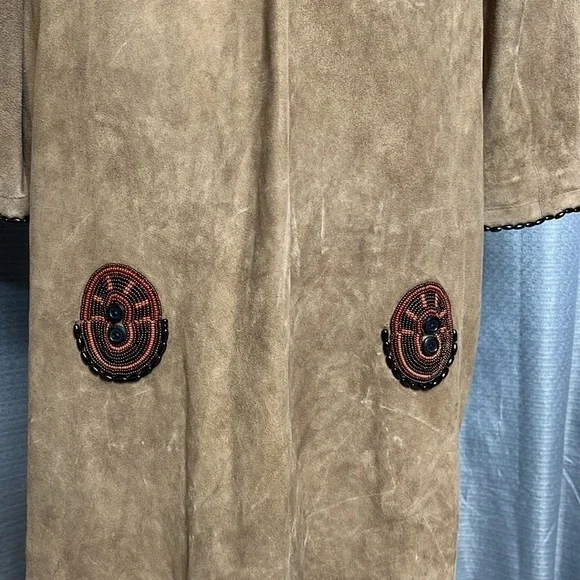 **SOLD** ANNA TRZEBINSKI NTITO COAT TAN SUEDE DUSTER - Picture 12 of 14